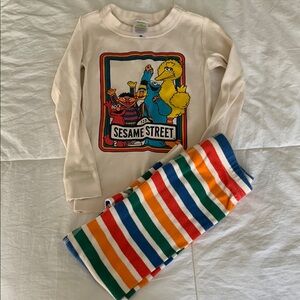 *Organic Cotton* Sesame Street Pajama Set with Striped Pants